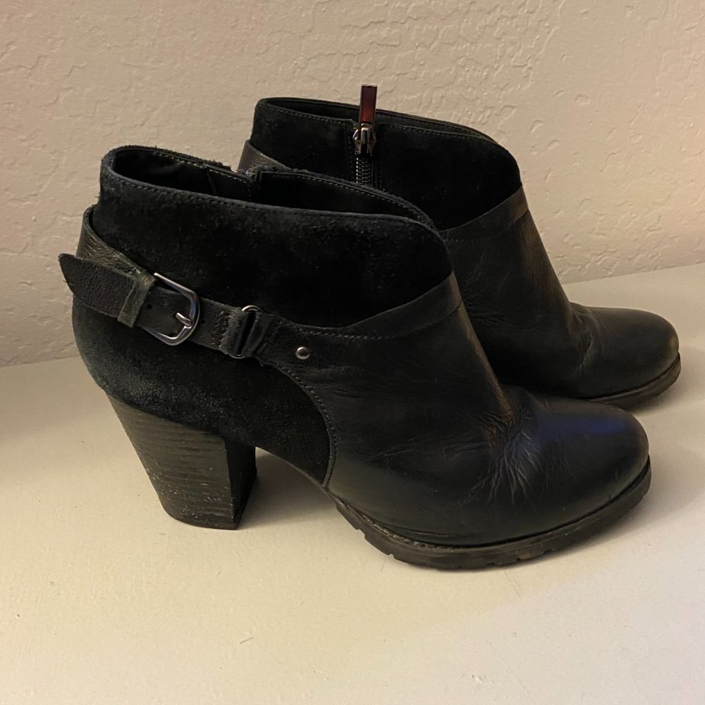 brown shin high boots